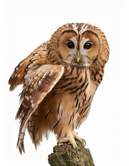 Fototapeta premium モリフクロウ（Tawny owl on white background） 