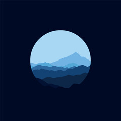 Nature landscape panorama illustration in circle