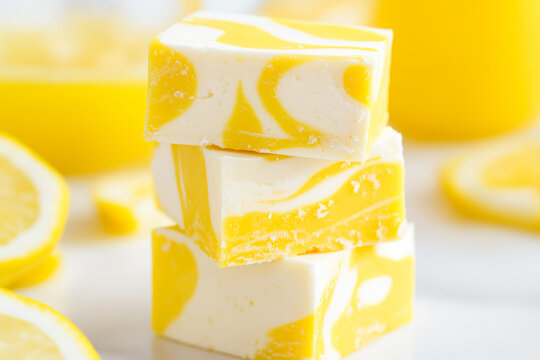 Lemon swirl fudge with creamy texture