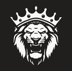 Lion king with crown vector art illustration