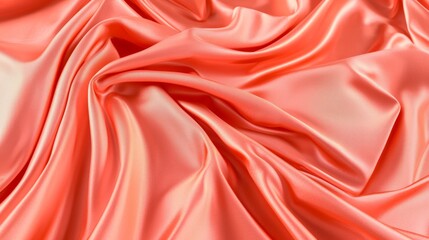 Obraz premium Luxurious Coral Satin Backdrop Mockup with Cinematic Light | Elegant and Vibrant Background for Designers and Creatives