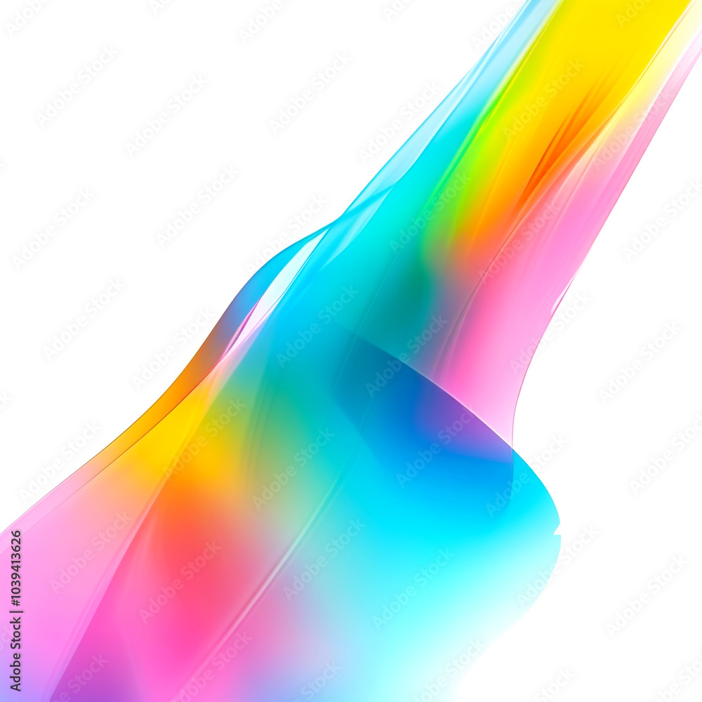 Poster vibrant waves of color flowing dynamically across a bright white background