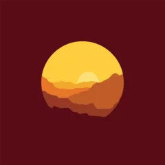 Gardinen Braun Nature landscape panorama illustration in circle  © Fajarhidayah11