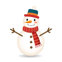 A cute snowman isolated on a white background. Christmas design concept.
