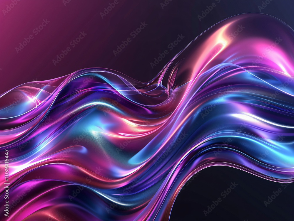 Poster a smooth, flowing abstract design in vibrant colors including pink and blue, creating a dynamic visu