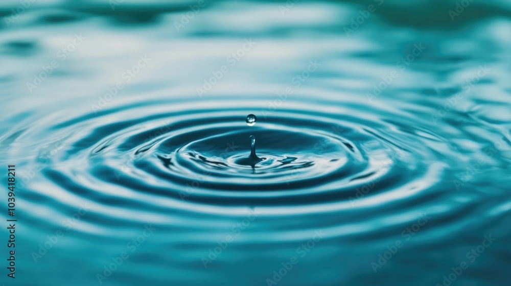 Poster captivating water droplets creating mesmerizing ripples in a serene pond symbolizing the subtle yet 