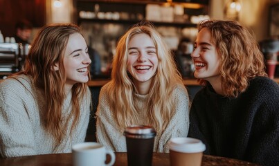 Best friends hanging out at a coffee shop, Generative AI