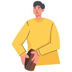 People Holding Empty Wallet Character. Vector Illustration with Flat Cartoon Style.