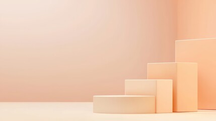 Luxe Peach and Cream Ombre Backdrop Mockup for Skincare, Cinematic Light Aesthetic