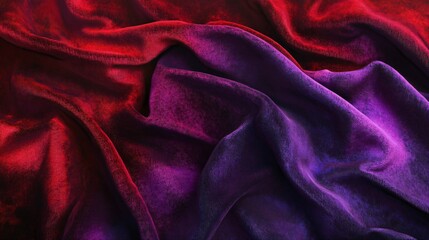 Fototapeta premium Abstract background of textured red and purple fabric with soft folds.
