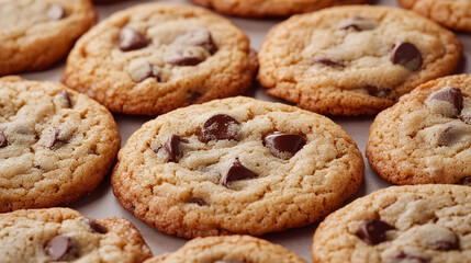 Naklejka premium Soft and chewy chocolate chip cookies detailed shot