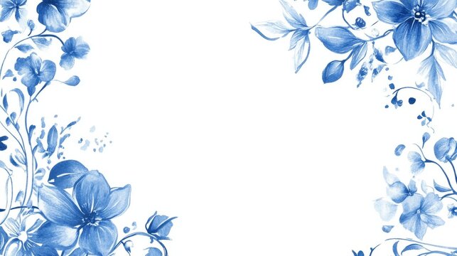 Simple Blue border with Ornamental Edges and White Background
