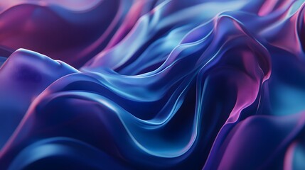 Obraz premium An abstract image of vibrant, flowing silk fabric in neon pink, blue, and purple shades, creating soft, fluid curves and textures..