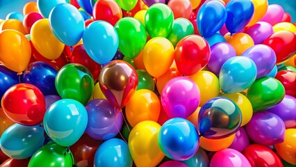 Vibrant Colorful Balloons against Clear Background, Perfect for Celebrations, Parties, Events, and Decorations - Eye-Catching and Festive Imagery for Various Uses
