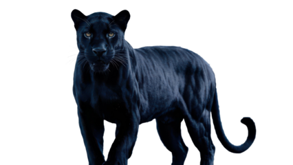Black panther standing on transparent background.