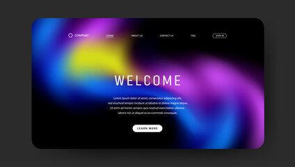 Trendy fluid gradient landing page, colorful abstract. Futuristic design wallpaper for banner, poster, cover, flyer, presentation, advertising, landing page