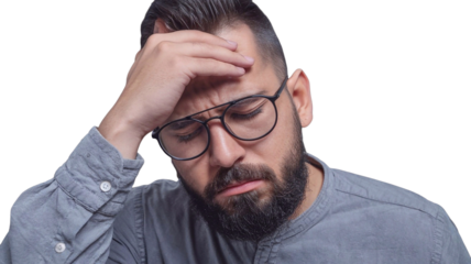 Headache, migraine, person with headache on transparent background, png