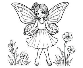 Cute kawaii fairy coloring pages for kids