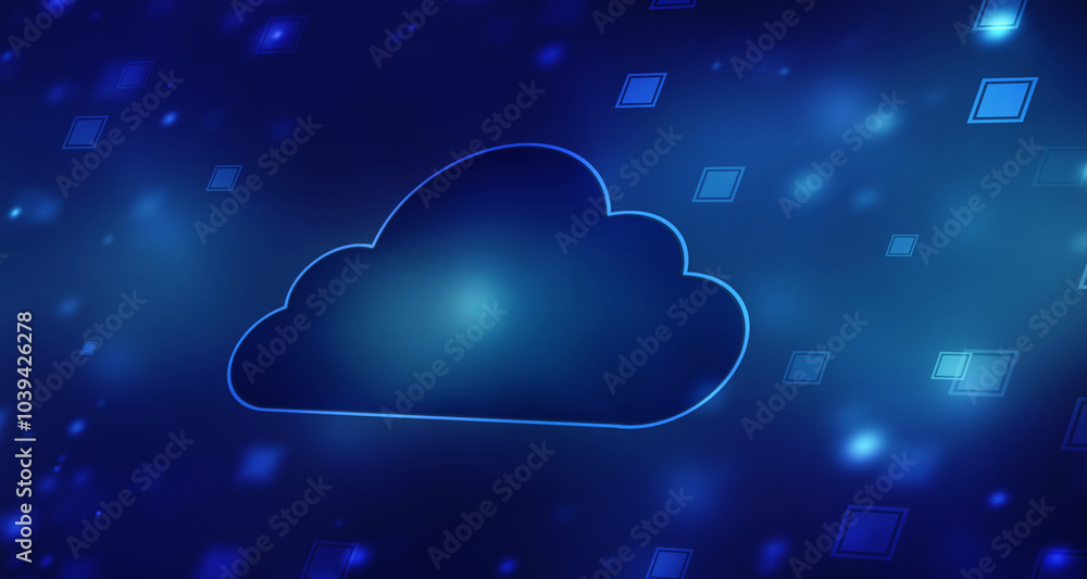 Poster 2d illustration of cloud computing, cloud computing concept, cloud computing concept. abstract cloud