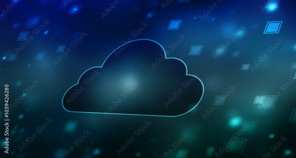 Poster 2d illustration of cloud computing, cloud computing concept, cloud computing concept. abstract cloud
