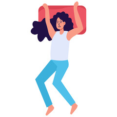 Woman Sleeping Pose Character on White Background, Flat Vector Illustration.