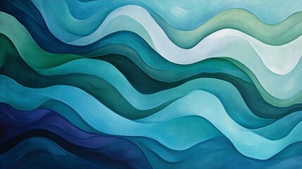Abstract blue and green wavy background.