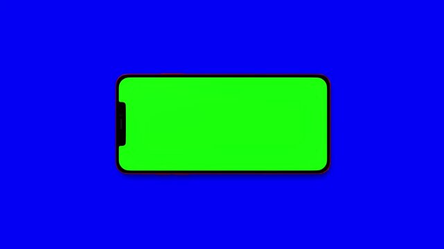 Green screen smartphone on blue background, perfect for video overlays