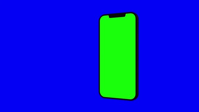 Green screen smartphone on blue background, perfect for video overlays