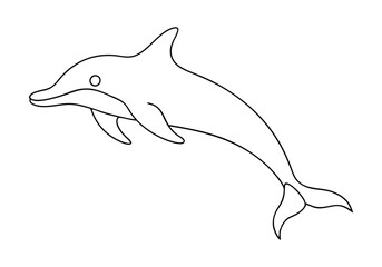 One Line Drawing of a Dolphin Leaping from Water – Marine Life Vector
