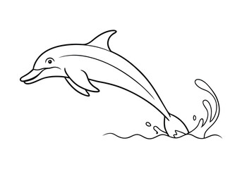 One Line Drawing of a Dolphin Leaping from Water – Marine Life Vector