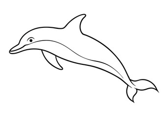 One Line Drawing of a Dolphin Leaping from Water – Marine Life Vector