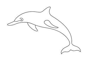 One Line Drawing of a Dolphin Leaping from Water – Marine Life Vector