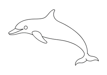 One Line Drawing of a Dolphin Leaping from Water – Marine Life Vector