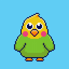 Fototapeta premium Pixel art Cute Parakeet game asset design