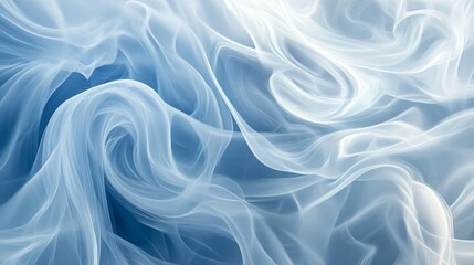 Obraz premium Abstract blue and white flowing fabric background with a soft, dreamy, ethereal feel.