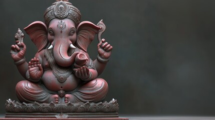 Divine Lord Ganesha in Meditative Posture with Symbolic Attributes