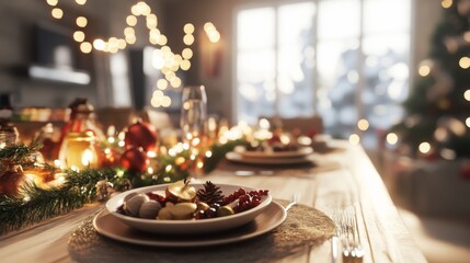 Fototapeta premium Cozy Dinner Setting with Modern Twist