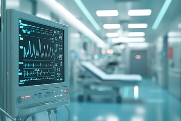 Hospital monitor displaying cardiac rates prominently in a sterile environment.