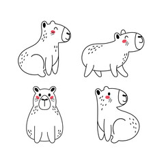 Collection of adorable cartoon capybaras