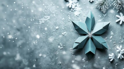 minimalist christmas gray snowflake card with silver tiny sparkling details