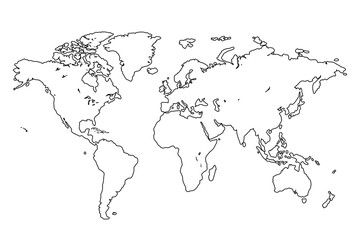 World map Outline, Linear Doodle Drawing. for website layouts,background,education, precise,customizable,Travel worldwide,map silhouette backdrop,earth geography, political,reports.