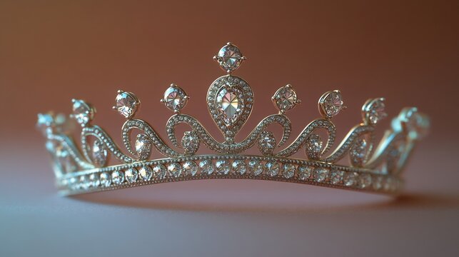 Minimalist platinum tiara with a sleek elegant form isolated on a clean background highlighting its contemporary and sophisticated style