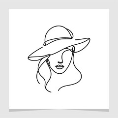 Woman Make Hat Abstract Line Drawing Illustration Element Vector