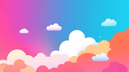 Abstract colorful clouds in a sky background with gradient and copy space.