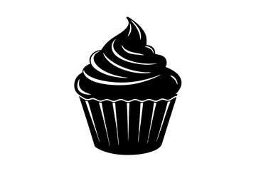 Cupcake with Frosting silhouette | isolated vector silhouette illustration on white background