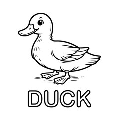 Cute outline drawing of a duck on a white background. vector illustration for a coloring book.