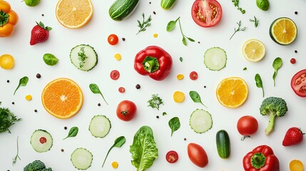 A vibrant poster template highlighting an array of fresh produce against a clean backdrop, ideal for promoting healthy eating and natural markets.