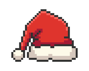 Pixel Art Santa Claus Red Hat. Vector illustration