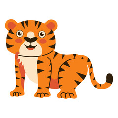 Cute Tiger Illustration. International Tiger Day Celebration. Vector Character Design
