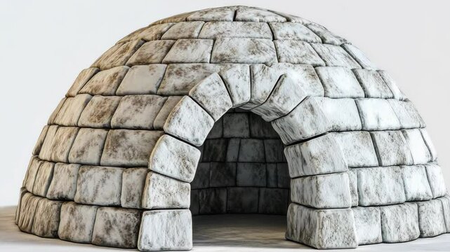 A stone igloo sits on a white background